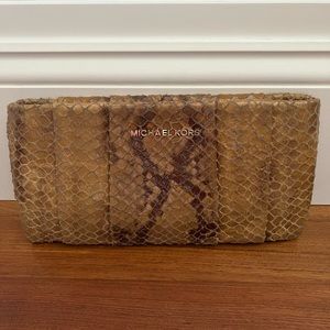 Michael Kors Brown Snake Skin Clutch